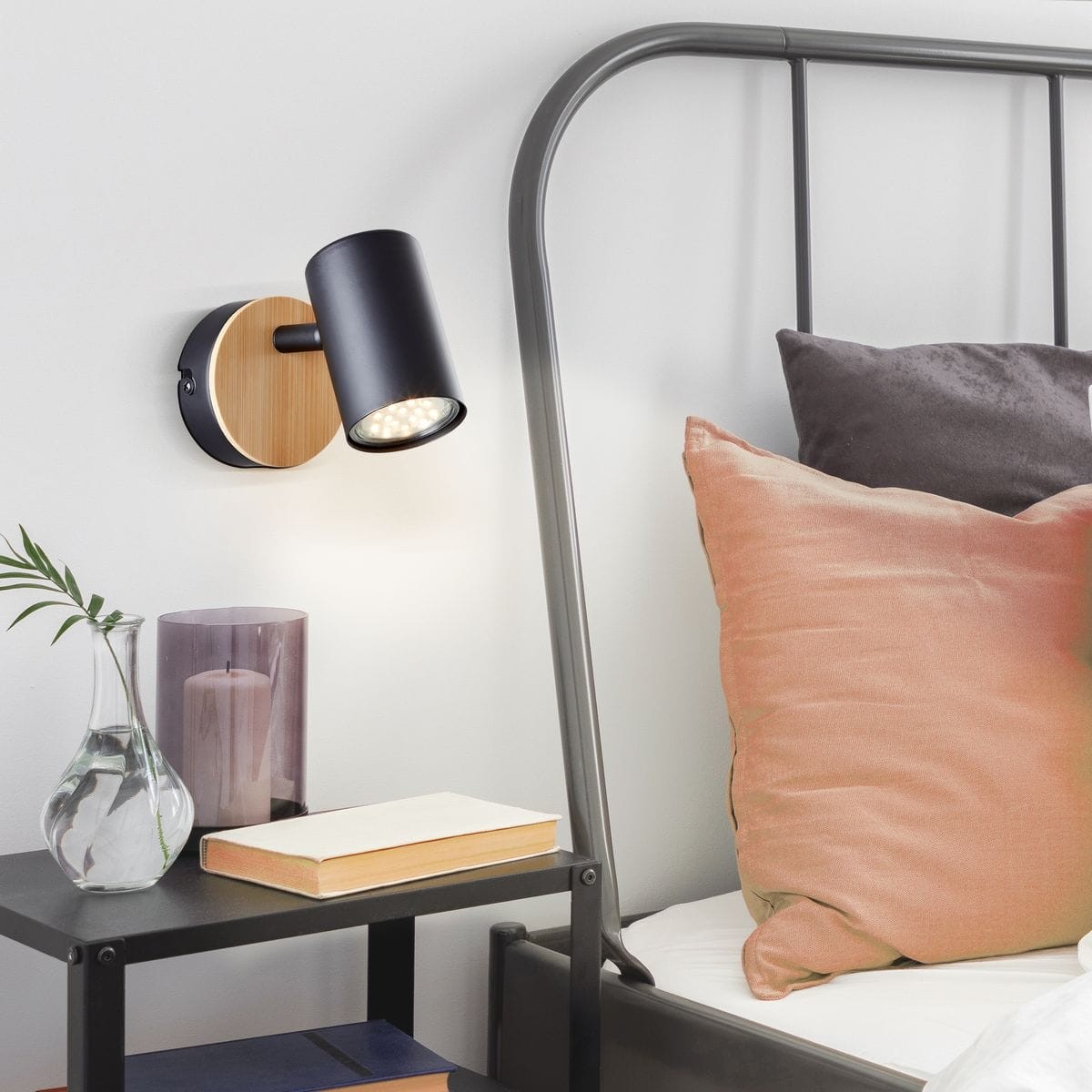 Applique    NIELS noir mat-naturel, BRILLIANT
