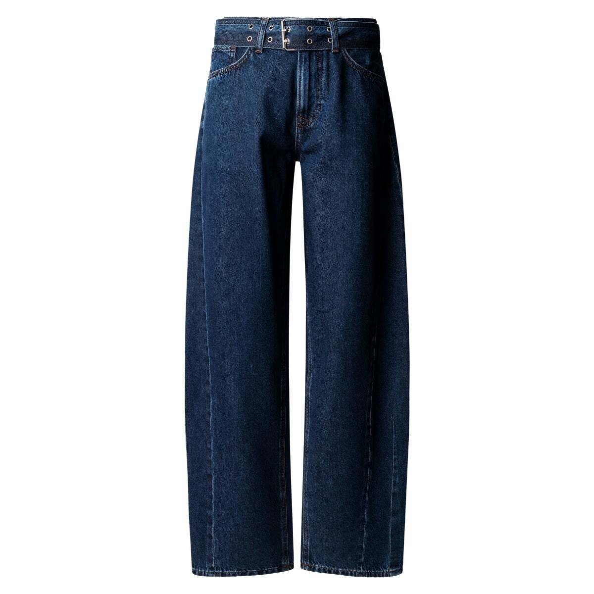 Bow - Jean Coupe Large, Taille Moyenne 11oz rigide bleu foncé denim, PEPE JEANS