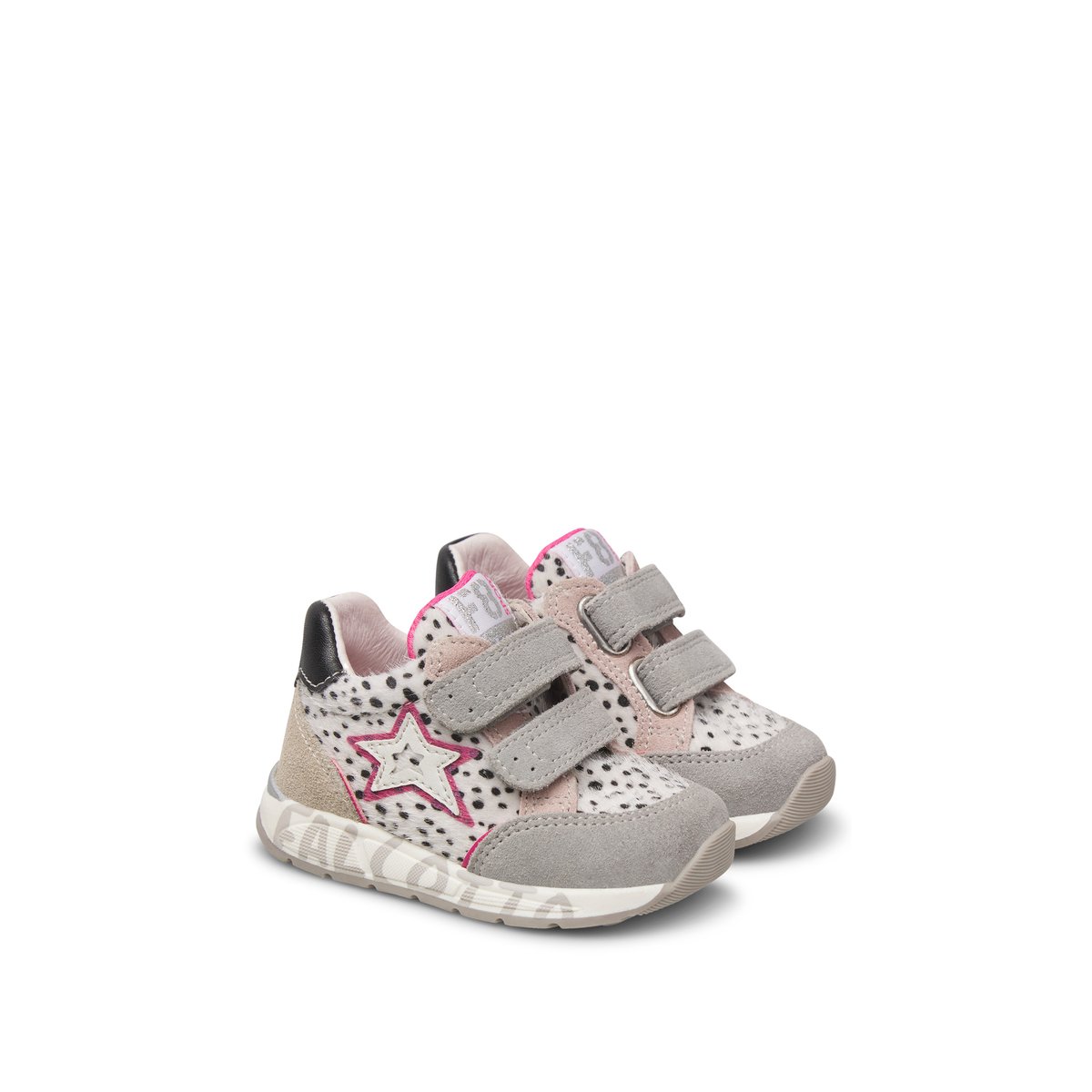 Baskets en cuir et suède NUPPI VL. blanc-gris-, FALCOTTO