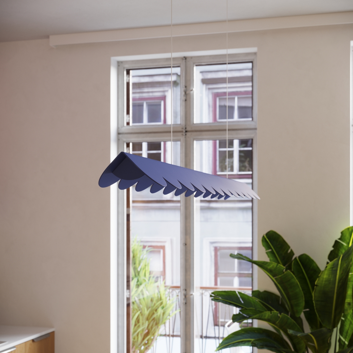 Suspension Aluminium Outremer LED 1 Biscuit outremer, EDEN