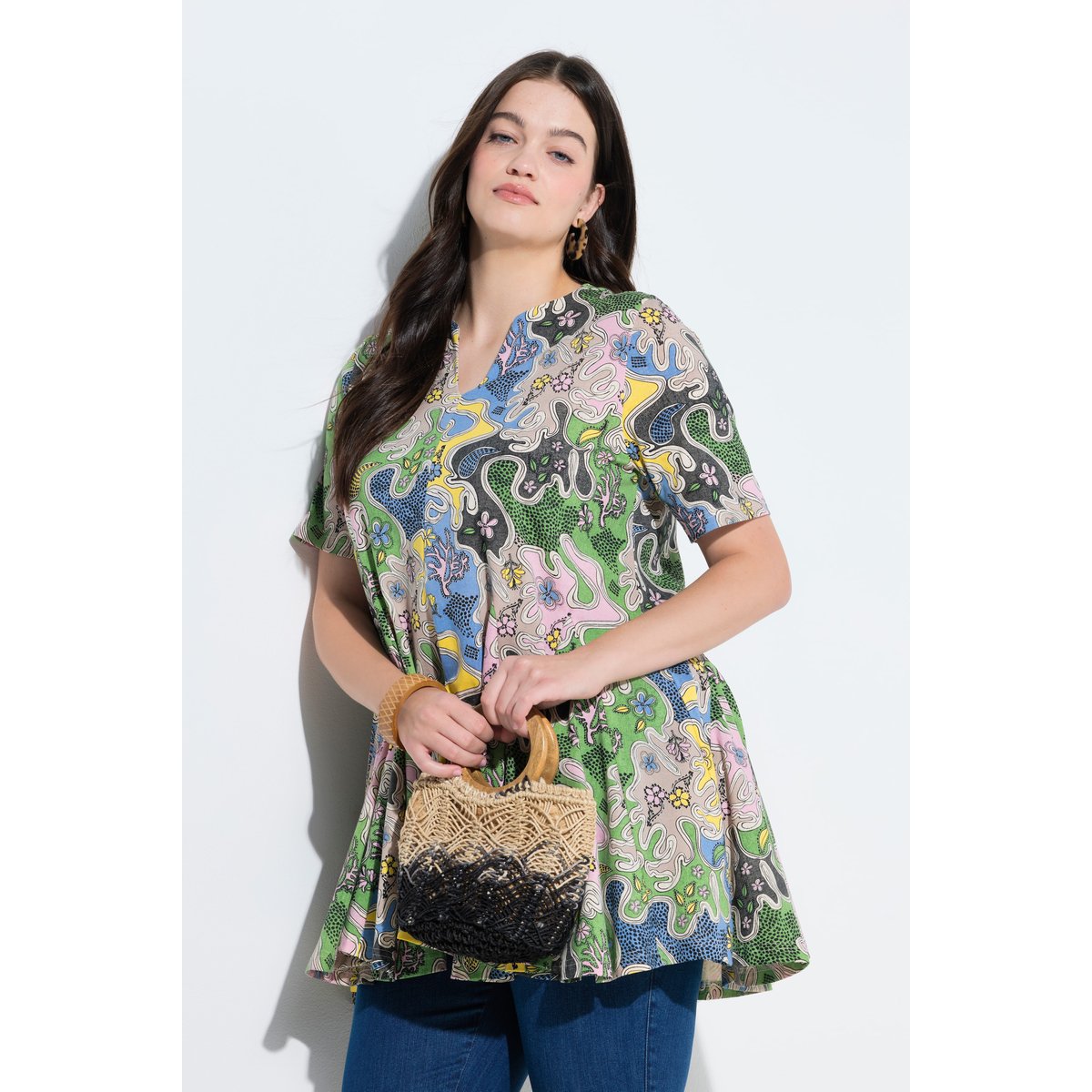 T-shirt en coton bio vert mousse, ULLA POPKEN