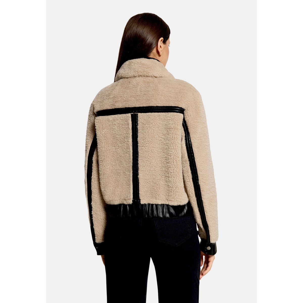 Veste en peluche à col desert beige, AMBER & JUNE