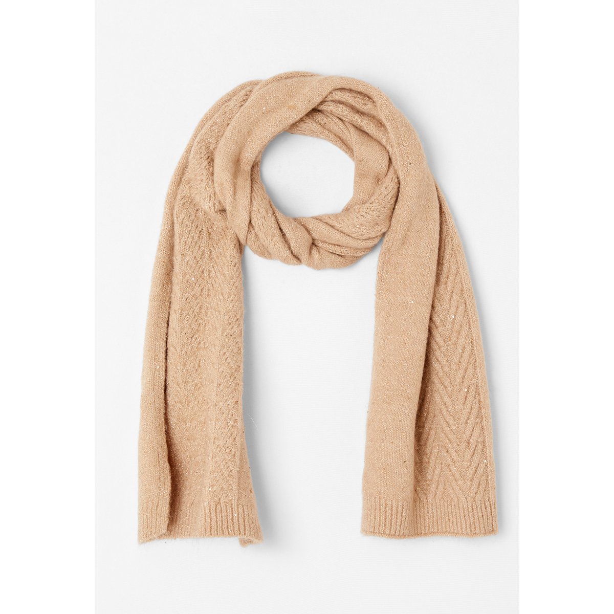 Echarpe torsadée avec laine marron beige chiné, DAMART