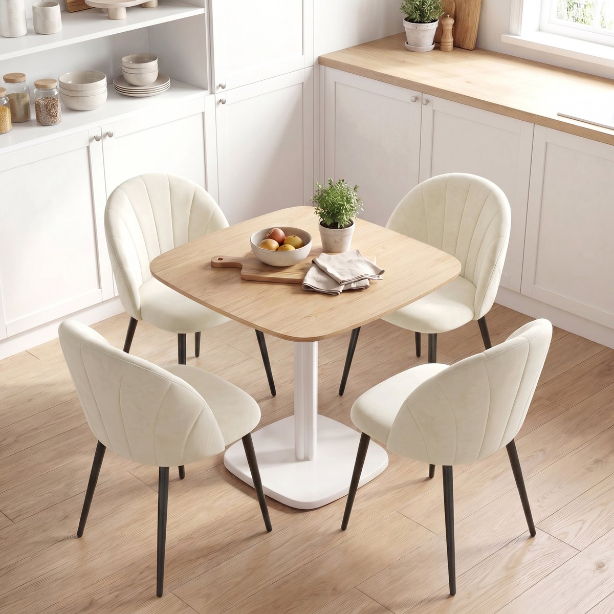 Chaise de salle à manger Velours (100 % crème, HOMCOM