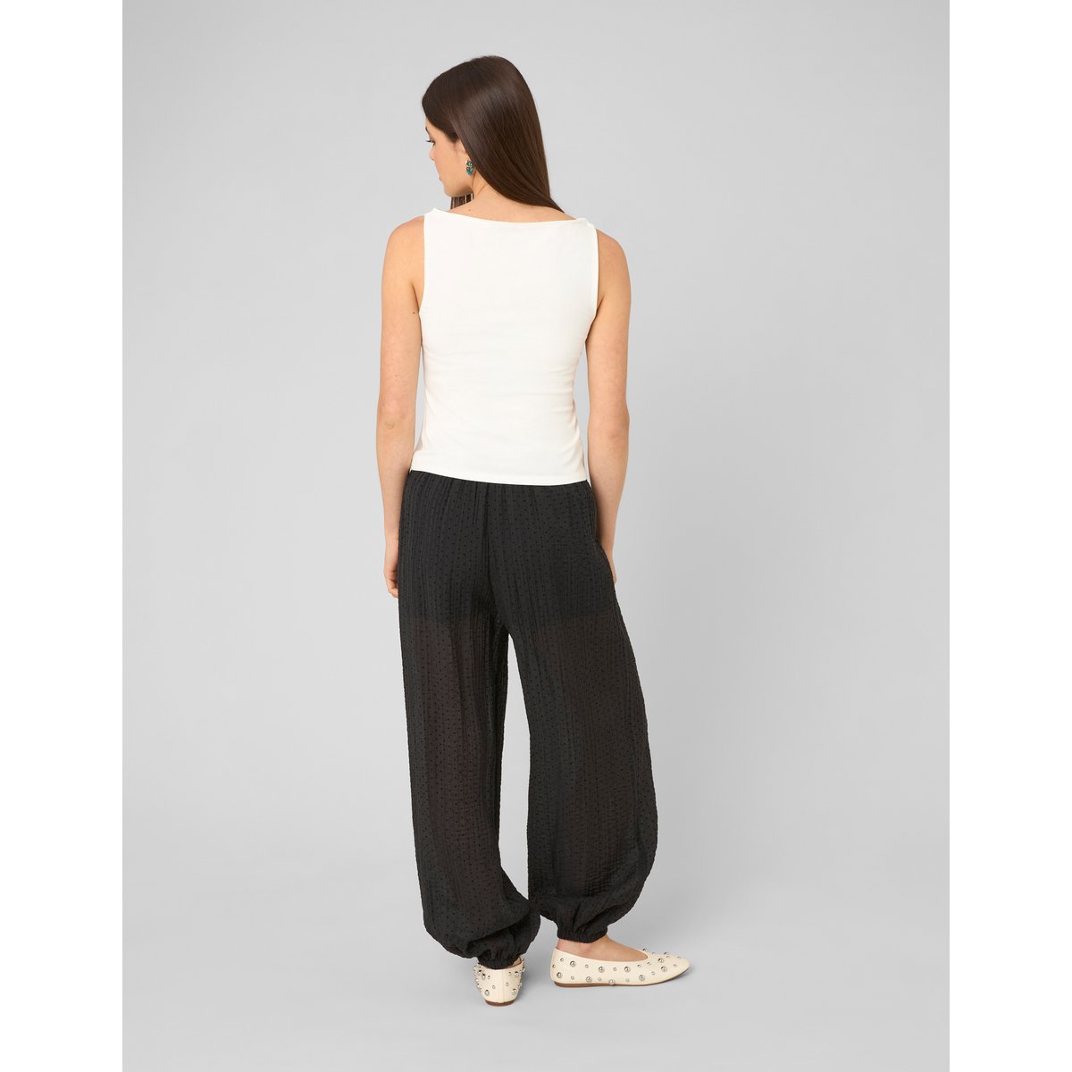 Pantalon bouffant plumetis noir, BZB