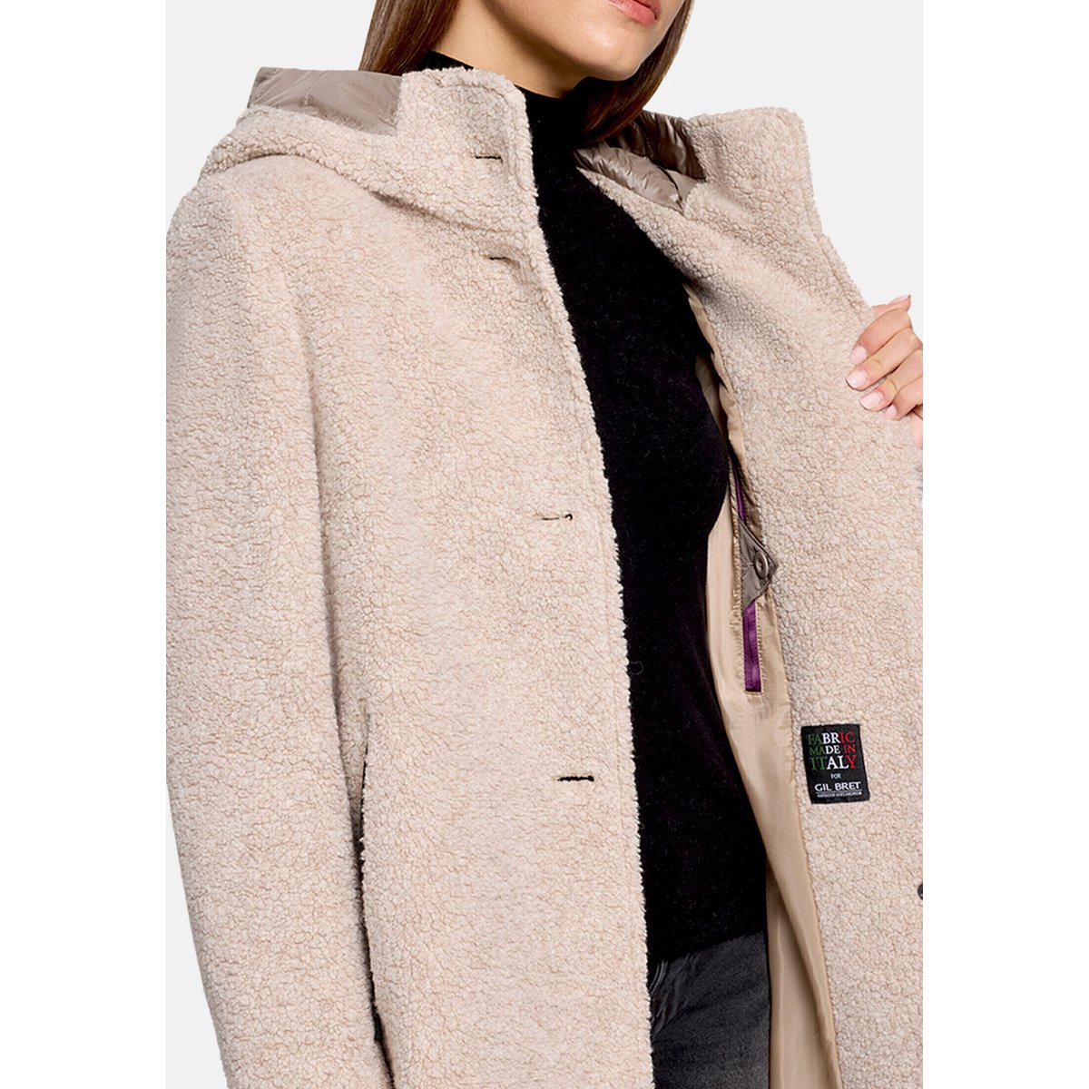 Veste en laine à capuche light sand, GIL BRET