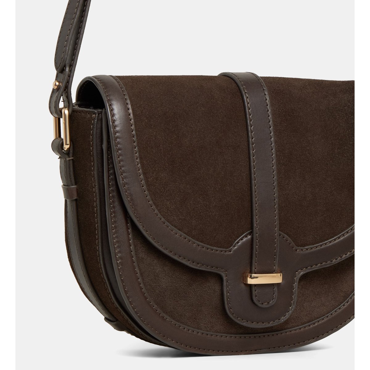 Sac à main apollina cuir suède et lisse marron chocolat, GALERIES LAFAYETTE
