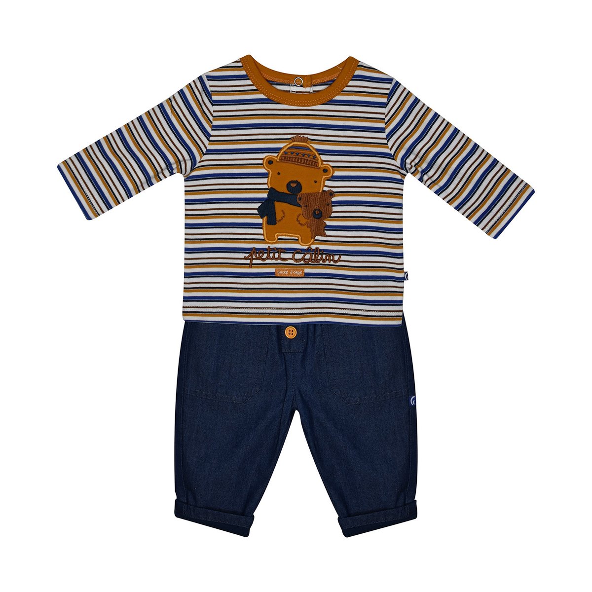 T shirt + pantalon jean naissance felicien bleu, SUCRE D'ORGE