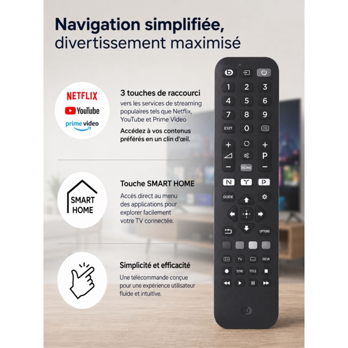 Télécommande pour TV Sony couleur unique, ESSENTIEL B
