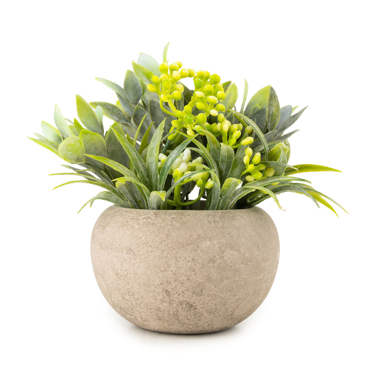 13.5cm Artificial Herb Plant in Paper-Maché Style Vase green, SO'HOME