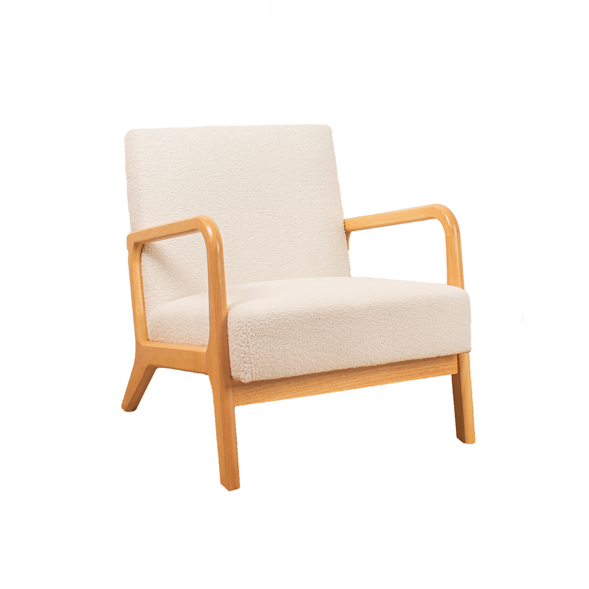 Mid Century Curved Bouclé Armchair cream, SO'HOME