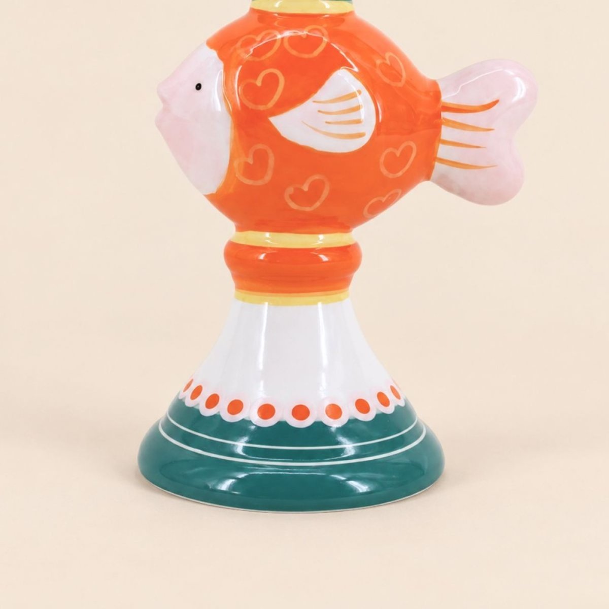 Bougeoir poisson et en céramique 18cm bleu, ORNAMI