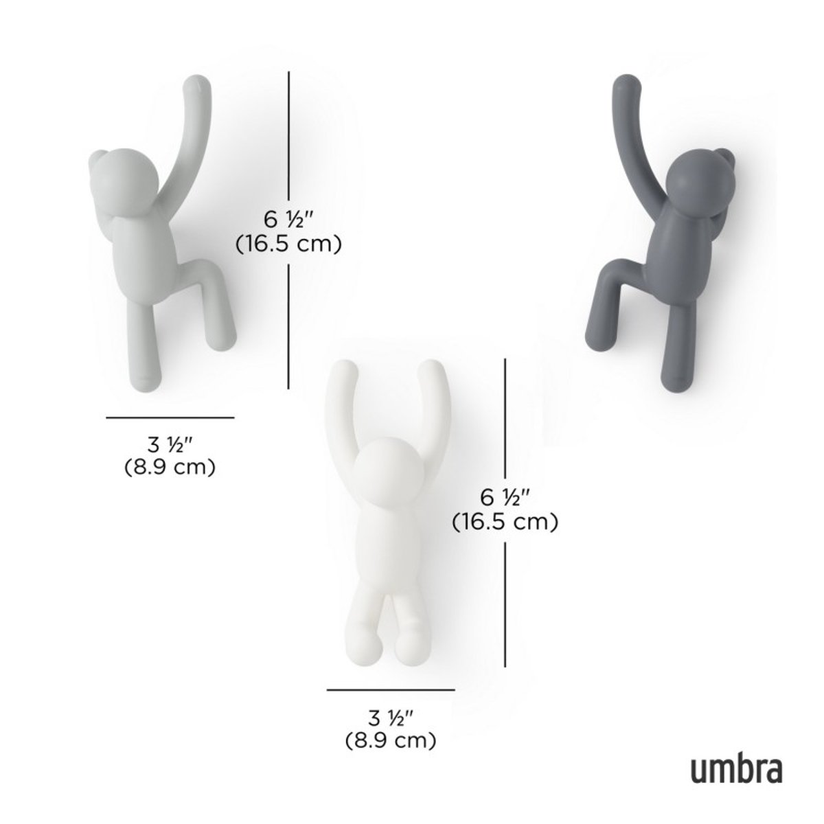 Patères bonhommes  BUDDY set de 3 gris, UMBRA