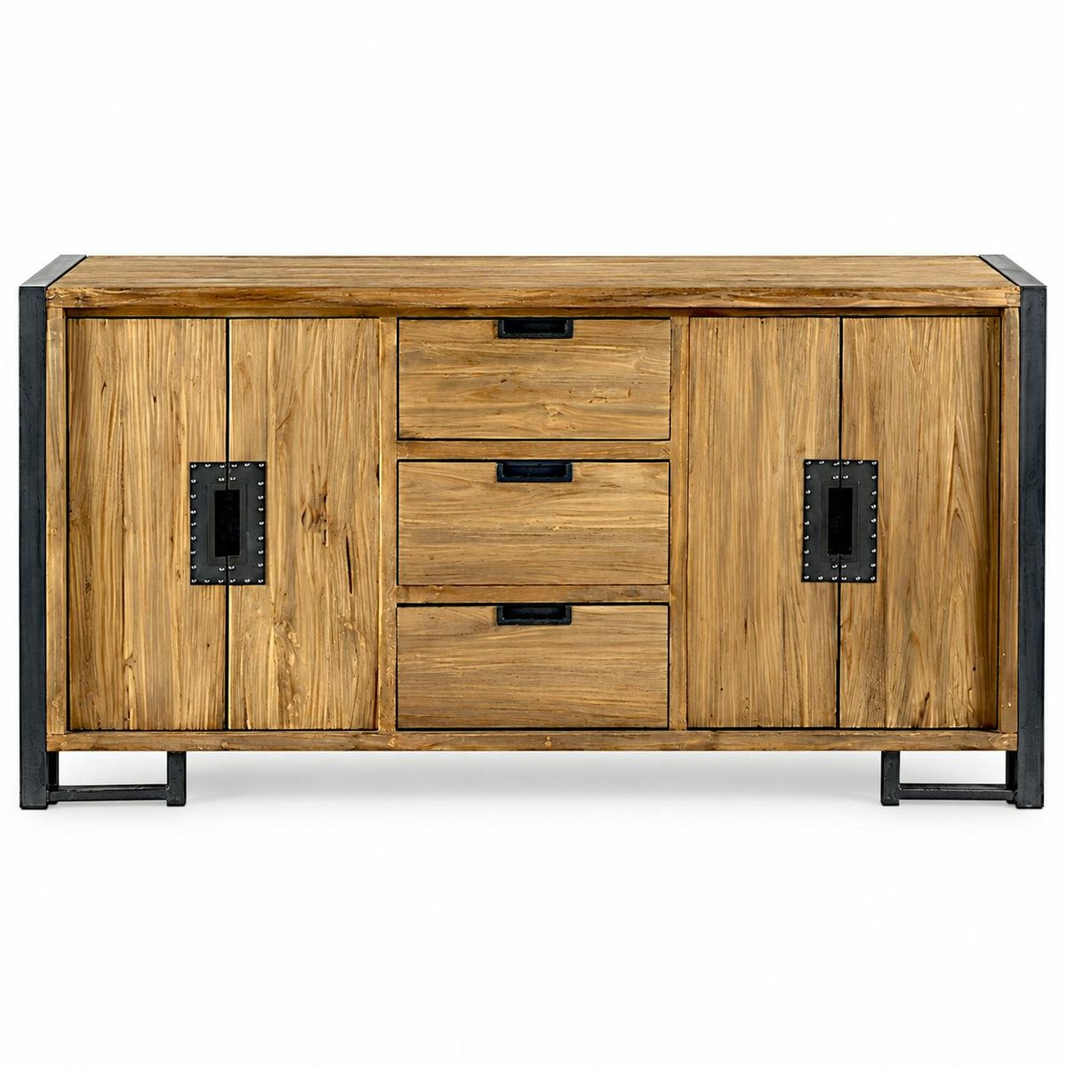 Buffet enfilade bois teck et métal 4 portes 3 tiroirs 186cm CANADA bois naturel, PIER IMPORT