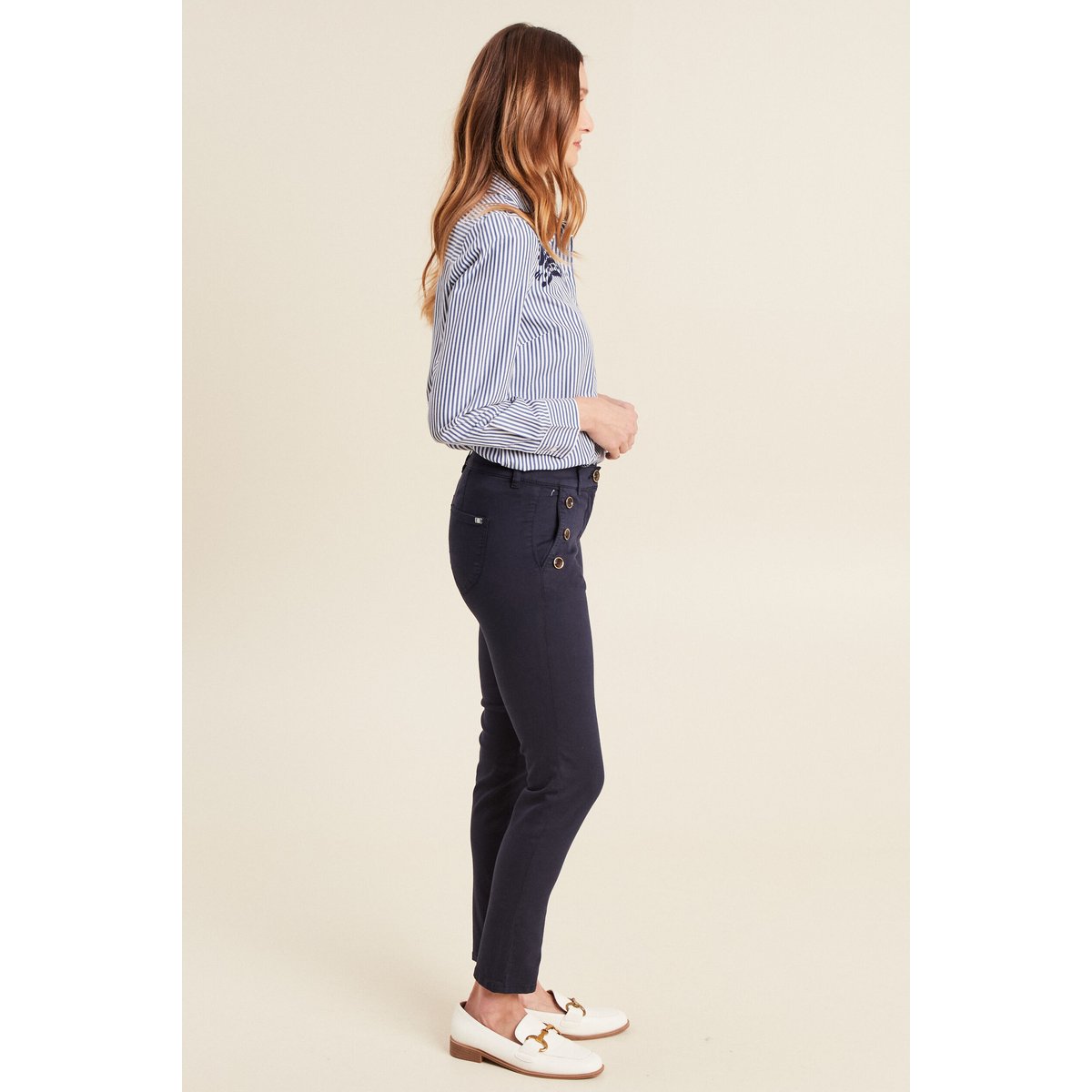 Pantalon ajusté 7/8ème bleu marine, BREAL