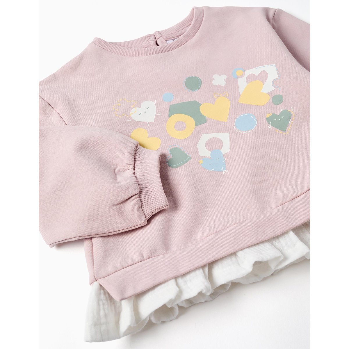 Ensemble de jogging en coton peigné avec imprimé de cœurs et pois mauve clair, ZIPPY