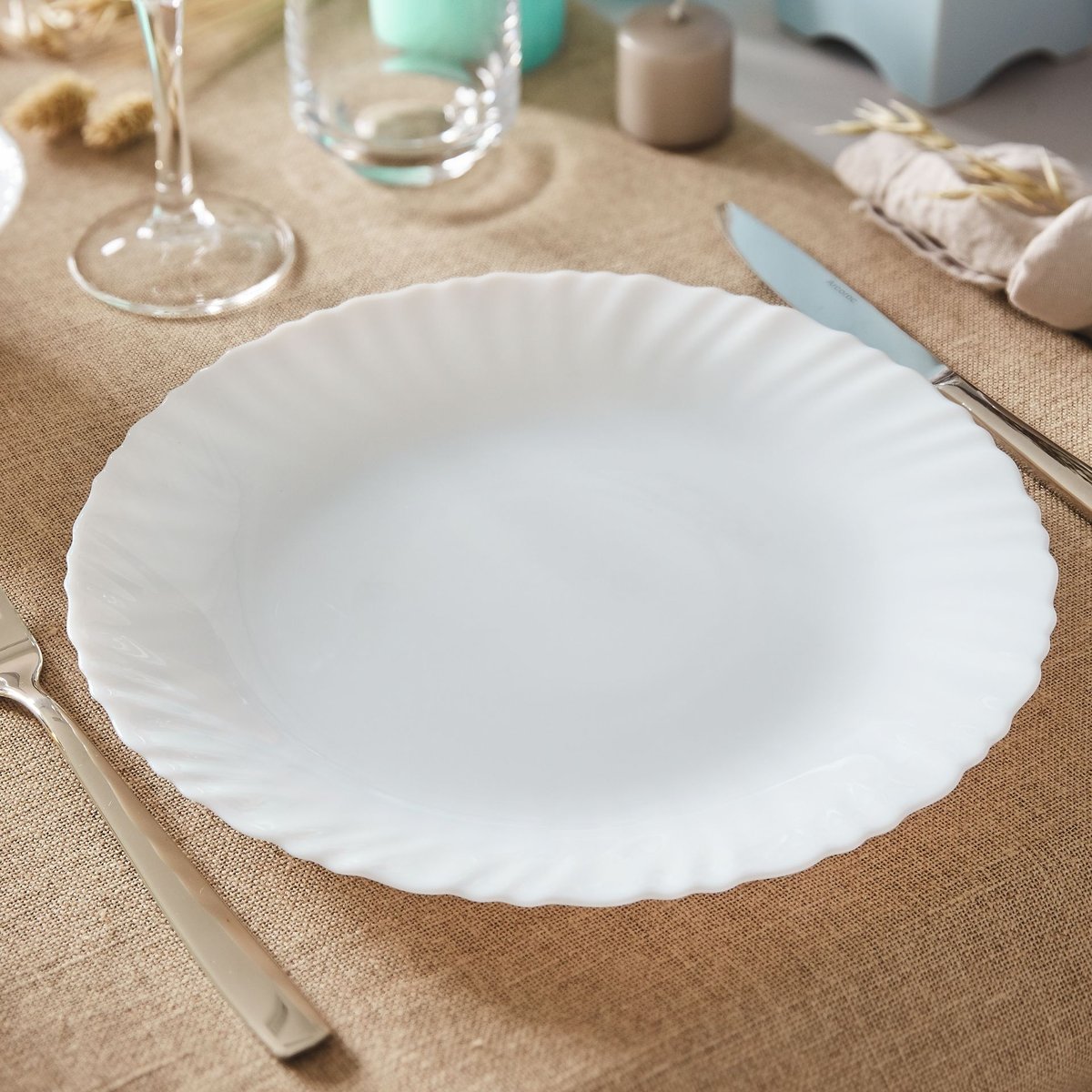 6 assiettes blanches 25 cm -FESTON blanc, LUMINARC