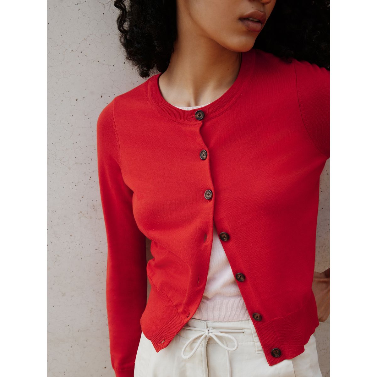 Cardigan ouvert coton superposé rouge/rose, NEXT