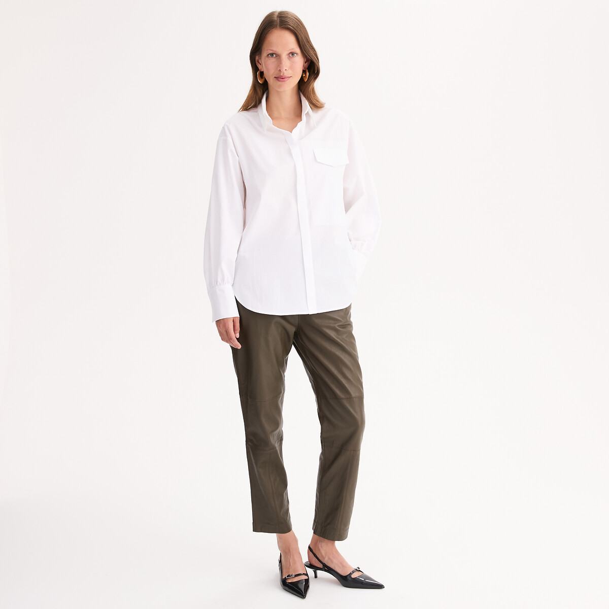 Cotton Long Sleeve Shirt white, ANNE WEYBURN