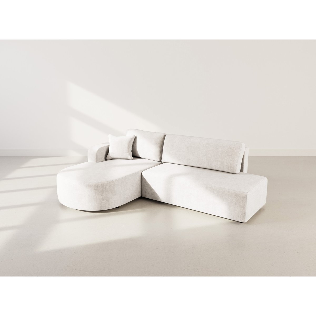 Canapé angle gauche convertible velours texturé, MIRO beige, BEST MOBILIER