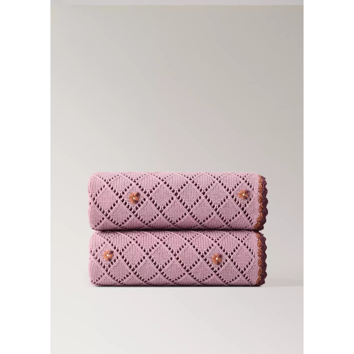 Plaid en maille à motif floral en mélange de laine violet clair/pastel, MANGO HOME