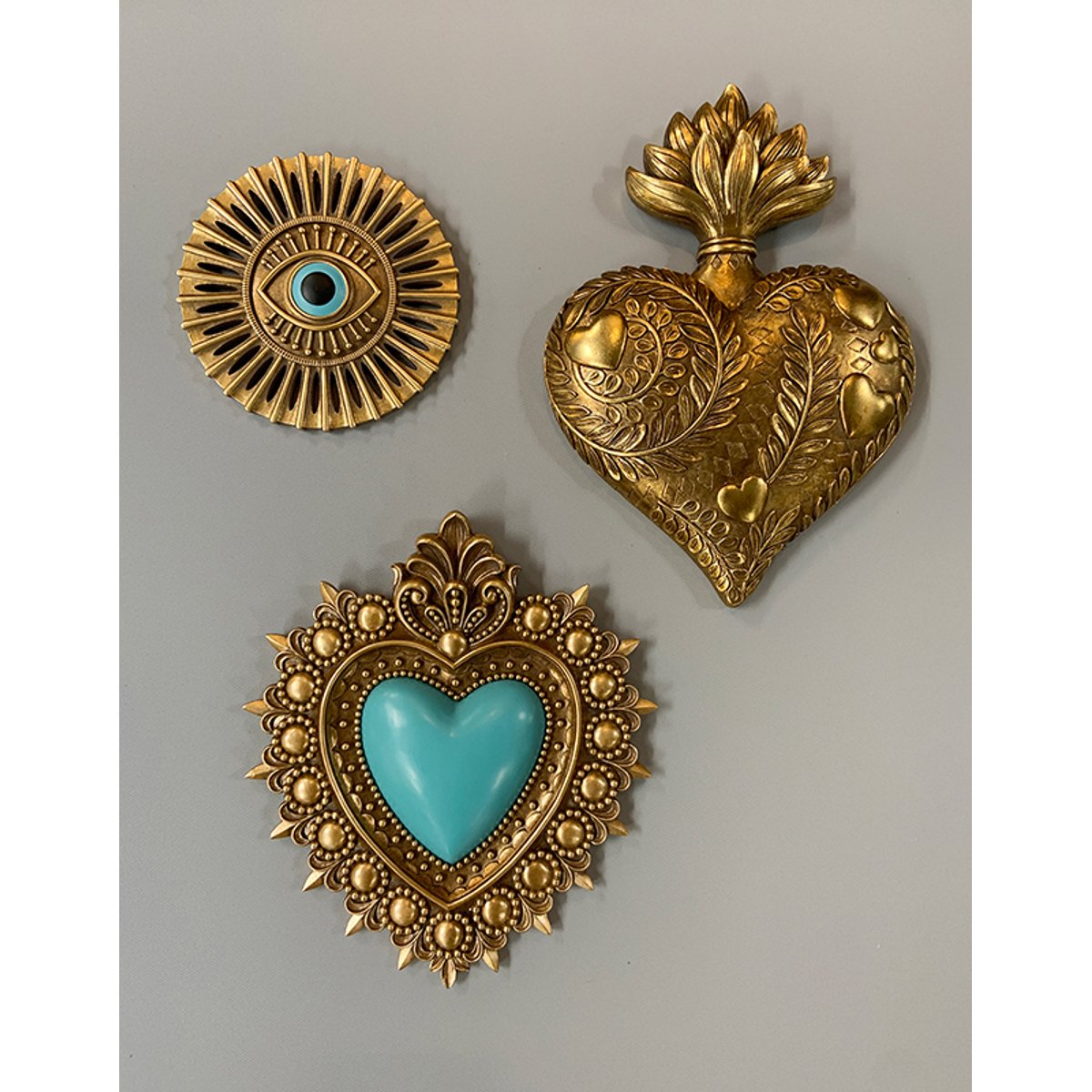 Déco murale ex-voto 21,5x24cm bleu, EMDE