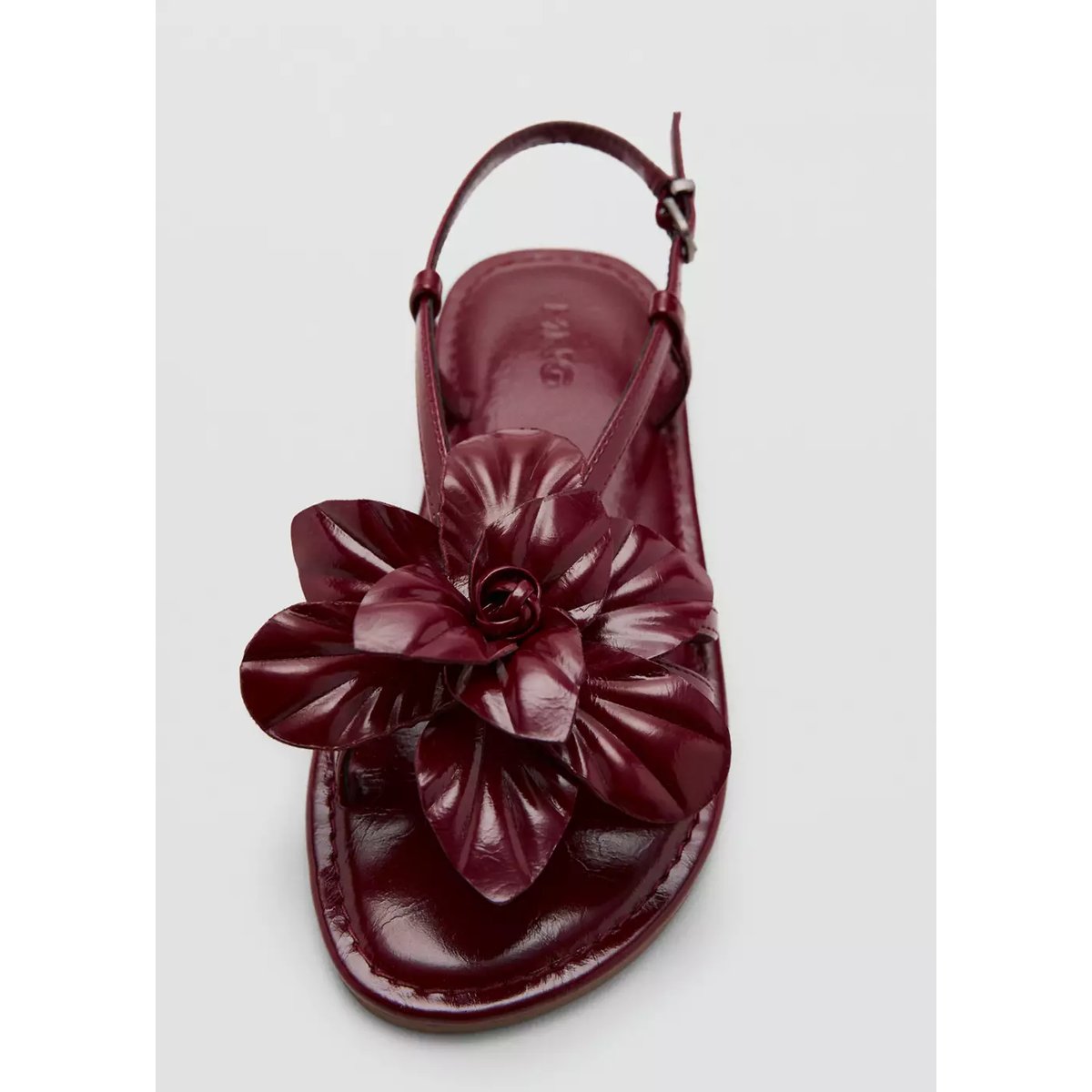 Sandale fleur en relief bordeaux, MANGO KIDS