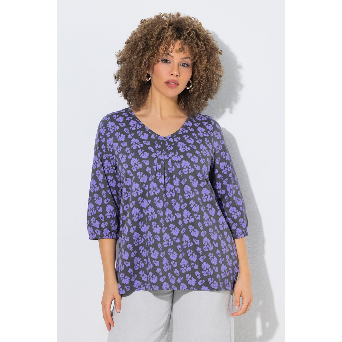 Blouse oversize, pli fantaisie gris graphite, ULLA POPKEN