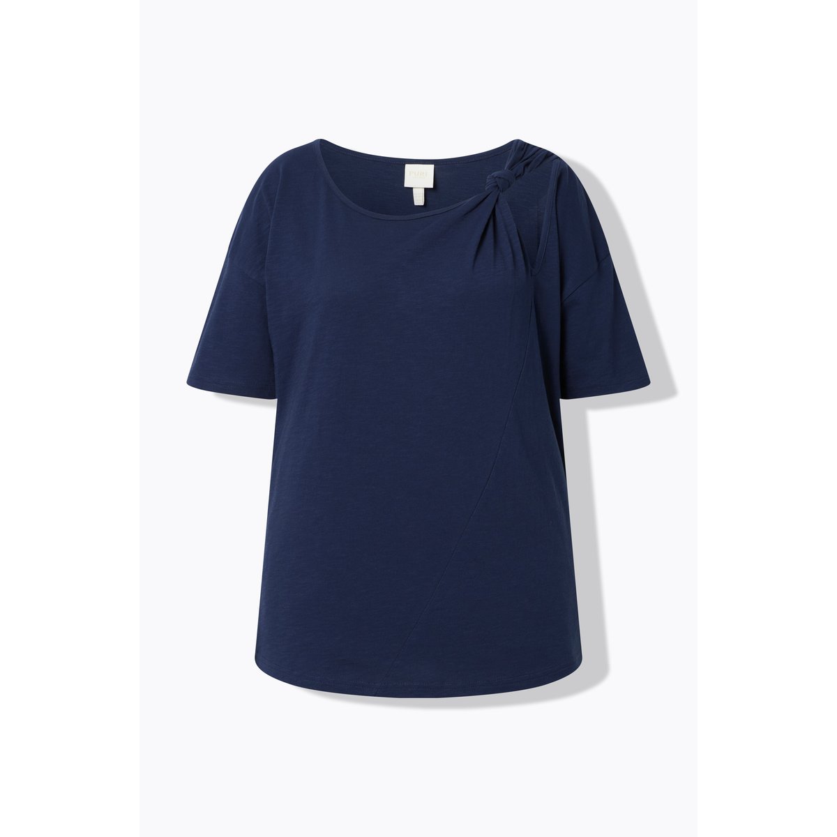 T-shirt en coton bio, nœud fantaisie marine, ULLA POPKEN