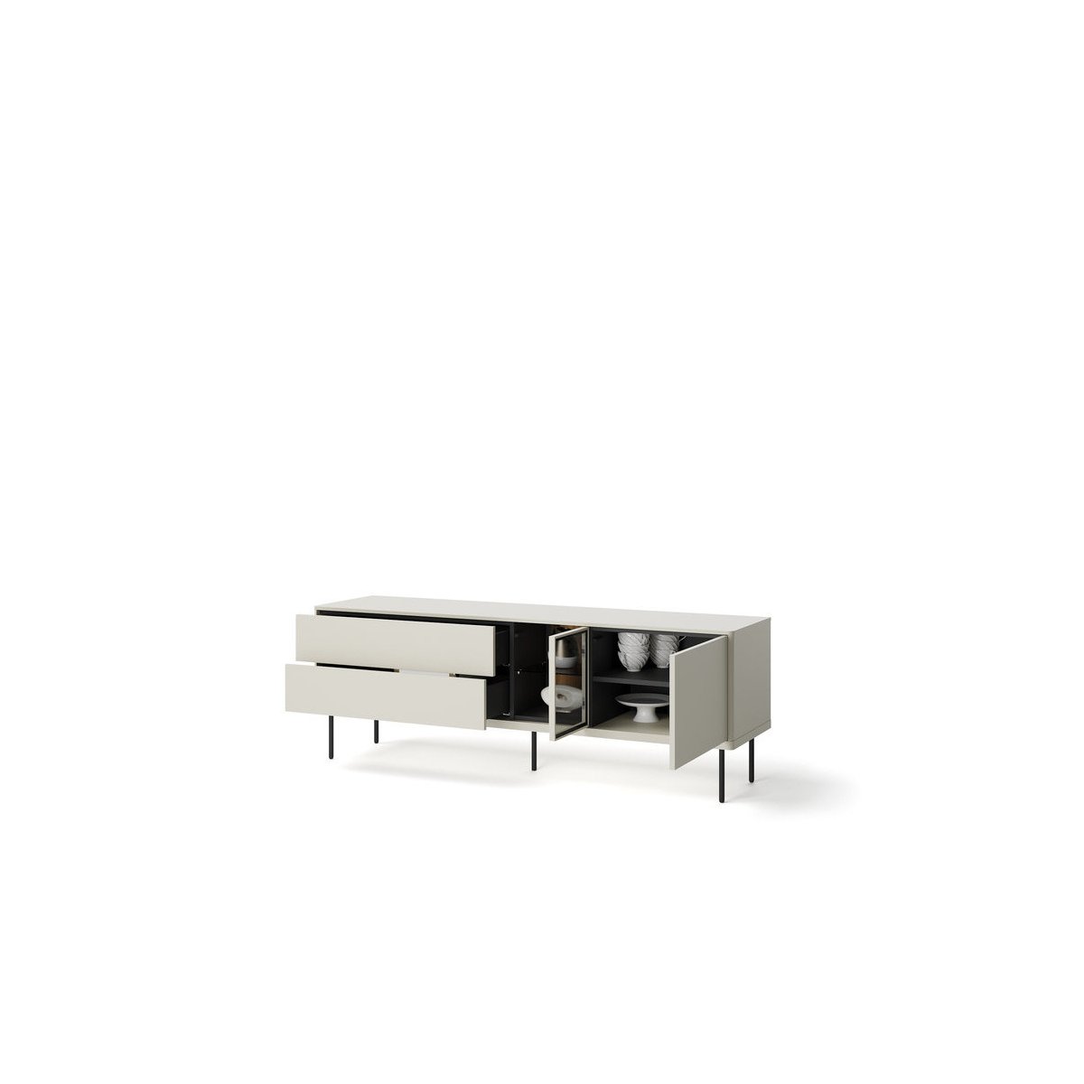 Meuble TV 161 cm panneaux de particules, ESPERA cachemire mat, BOBOCHIC