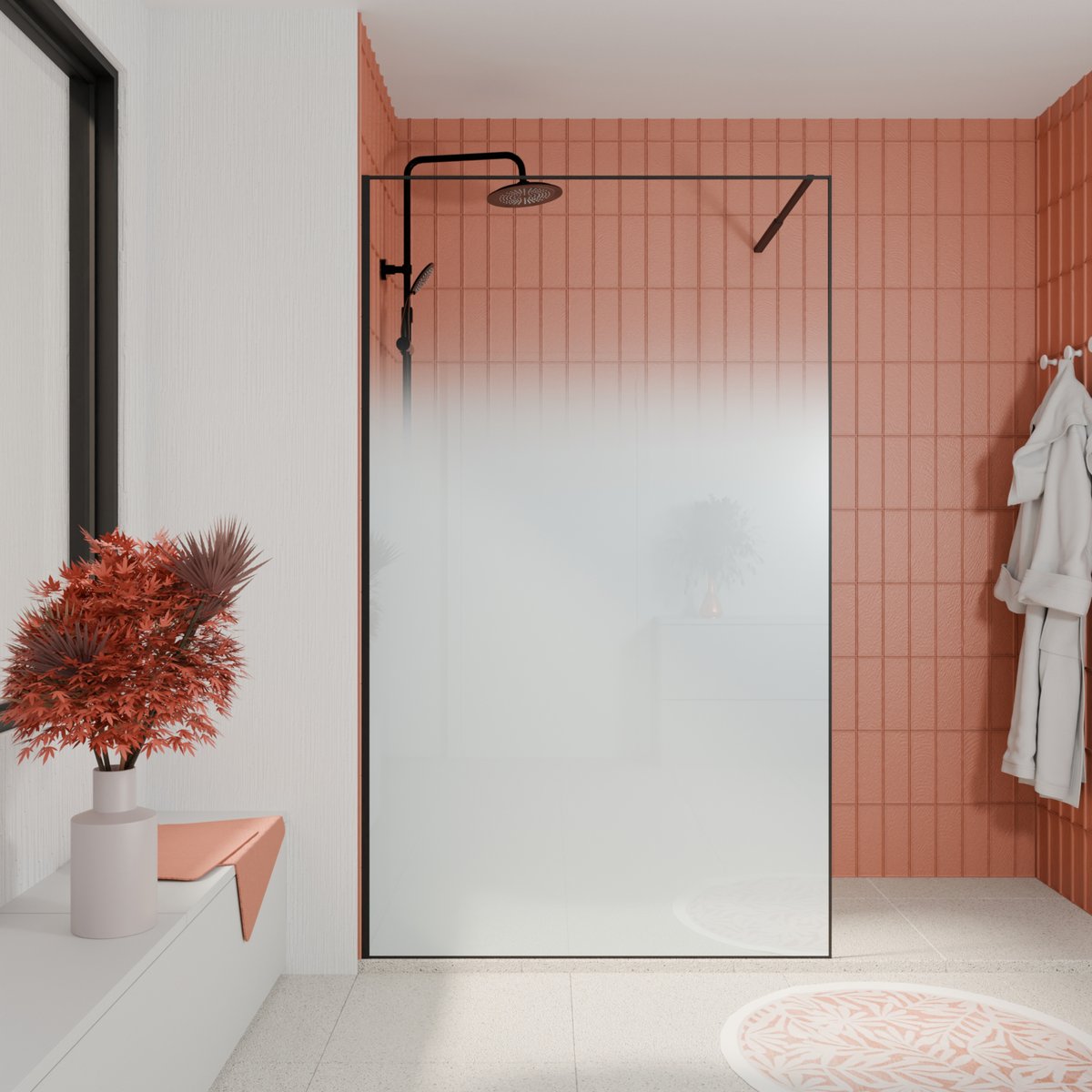 Paroi de douche en verre trempé  - Effet brume noir, HOME MAISON