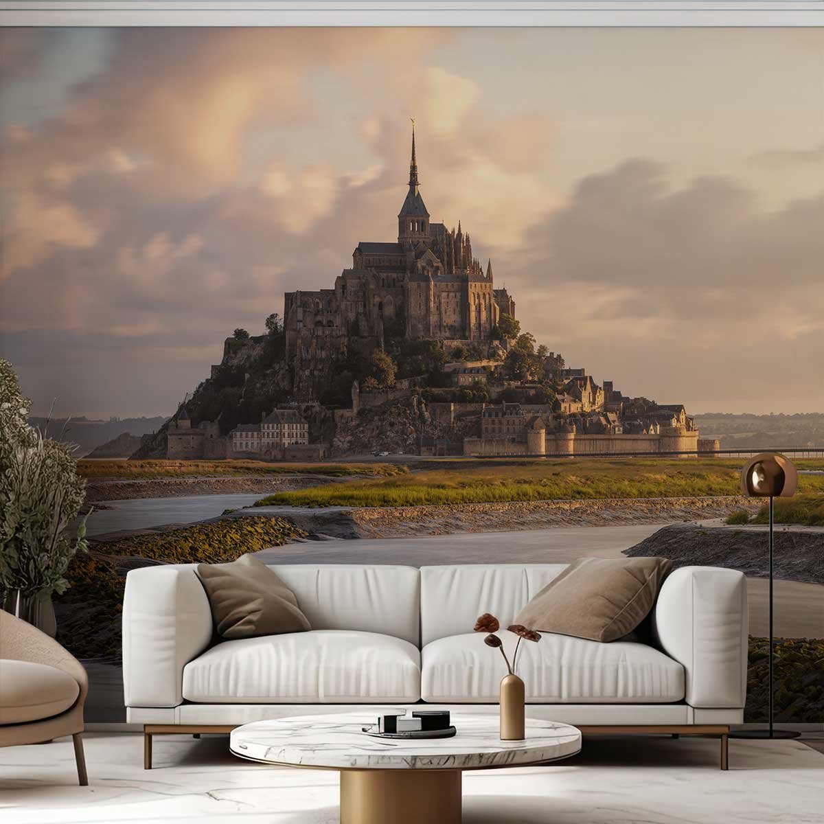 Papier peint le mont saint michel intissé, HEXOA
