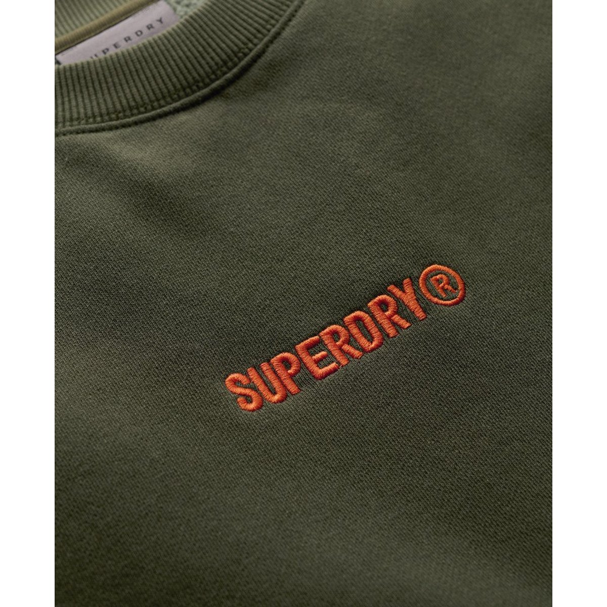 Sweatshirt ample à col ras-du-cou Micro Logo Graphic kaki militaire, SUPERDRY