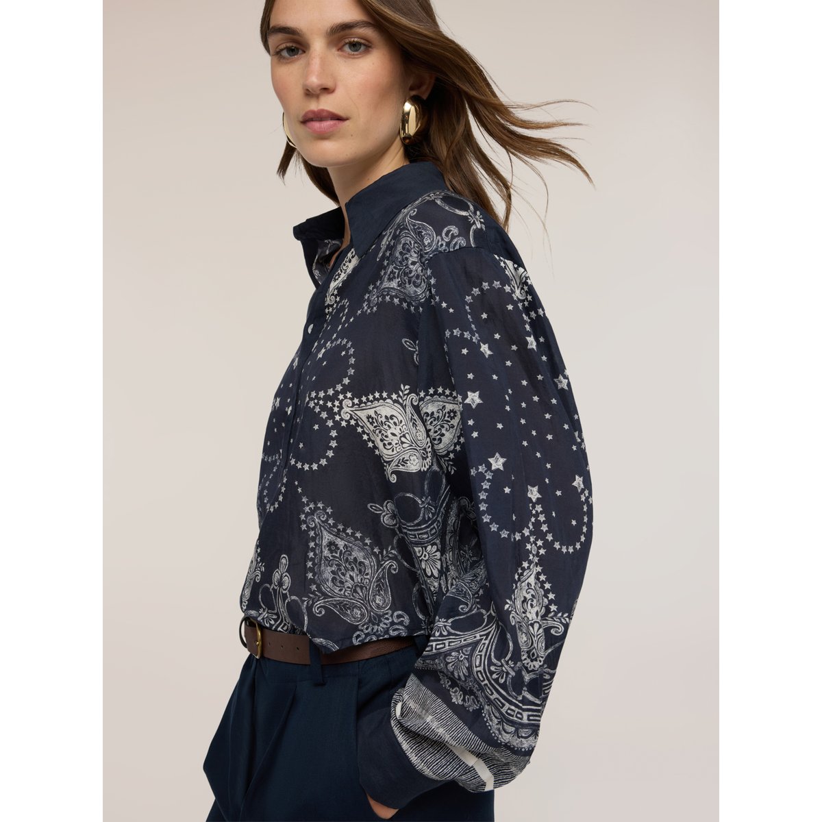 Chemise imprimée bleu, MOTIVI