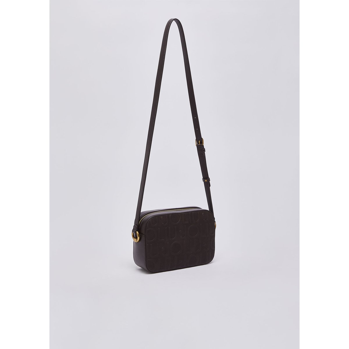 Sac bandoulière moyen avec logo marron foncé, LIU JO