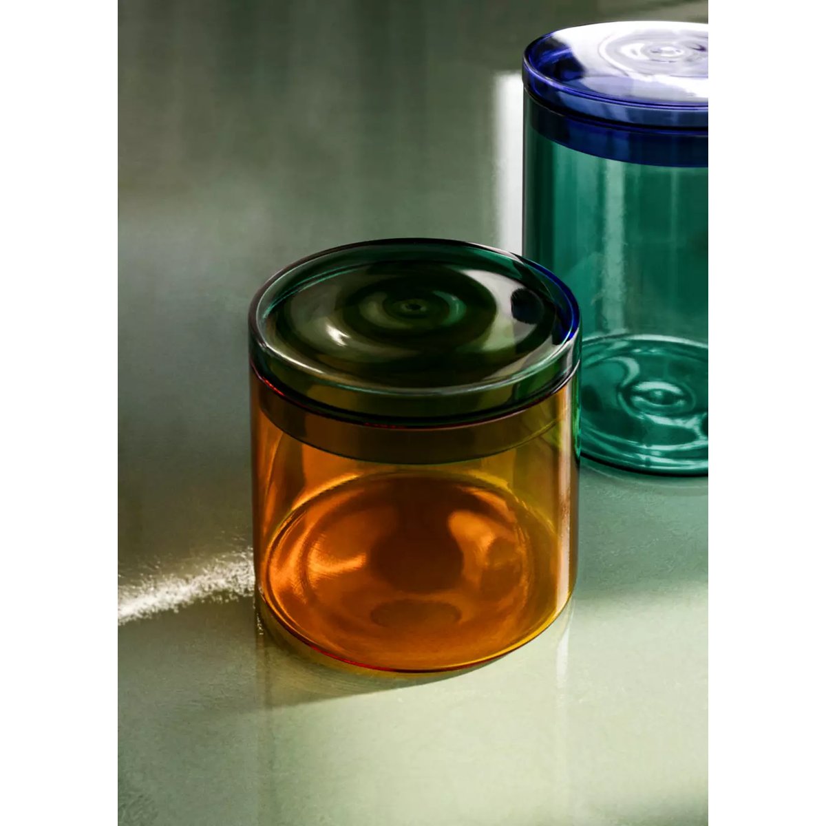 Bocal en verre bicolore orange, MANGO HOME
