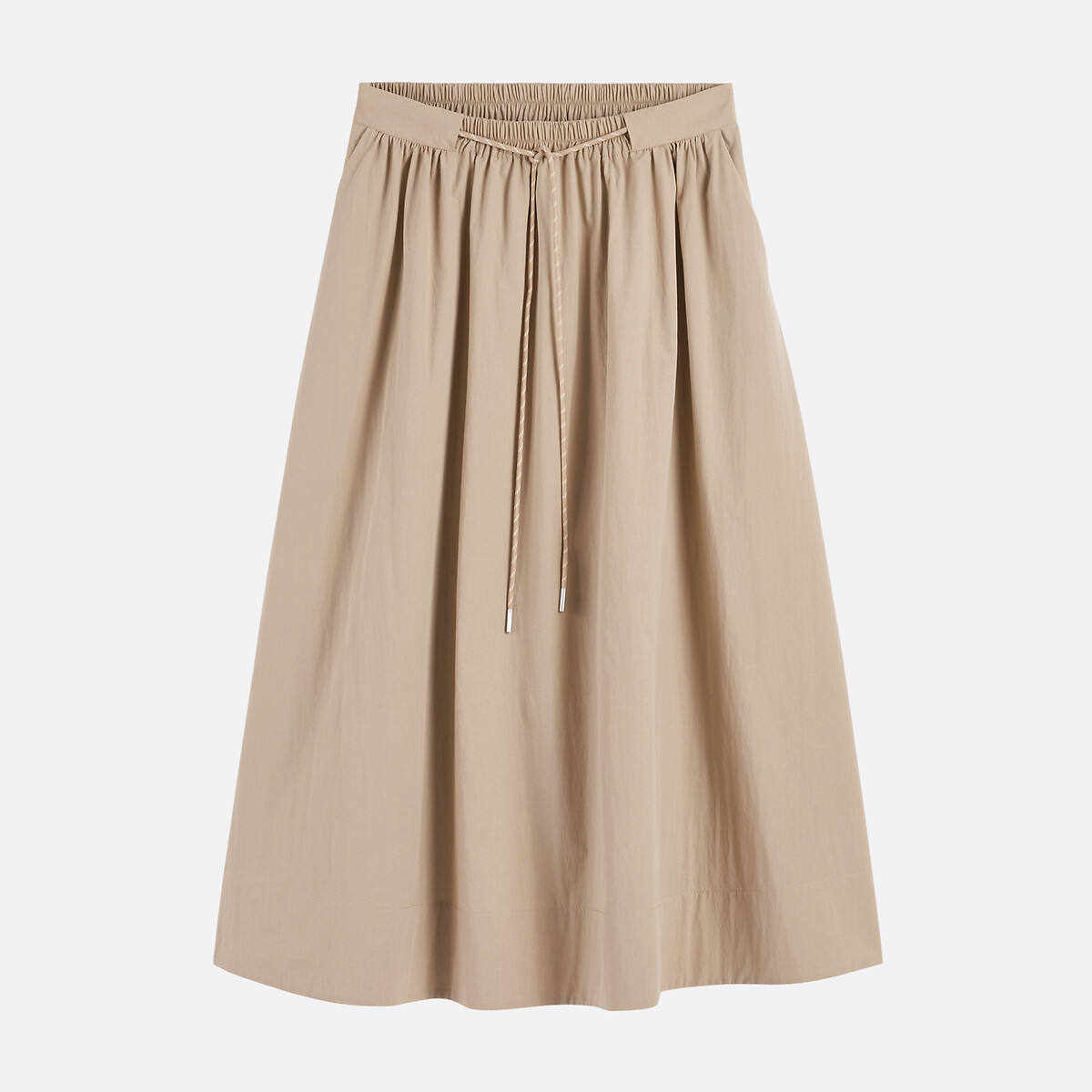 Jupe longue évasée à taille élastiquée beige, LA REDOUTE COLLECTIONS