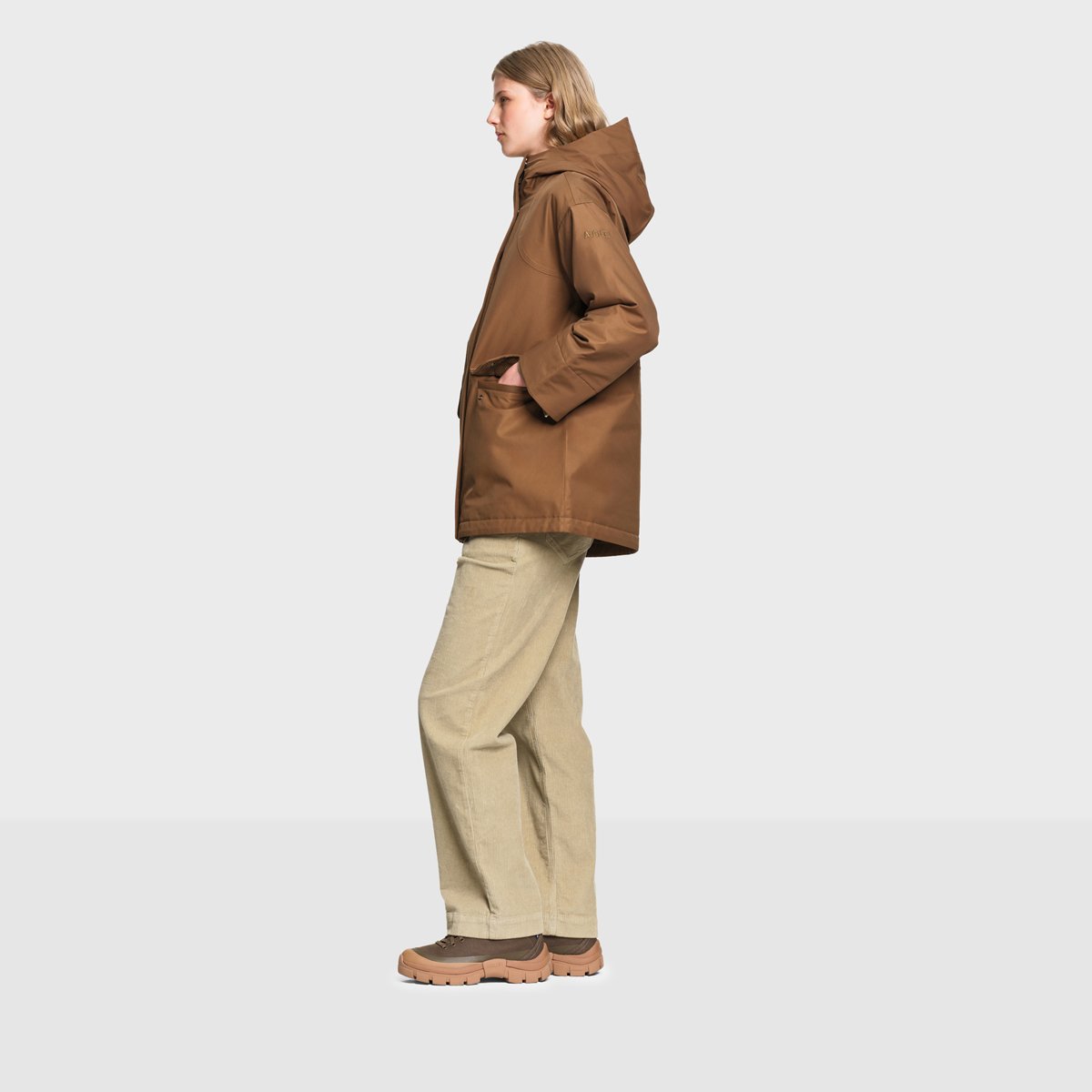 Parka matelassée coupe trapèze imperméable REPREVE tabac, AIGLE