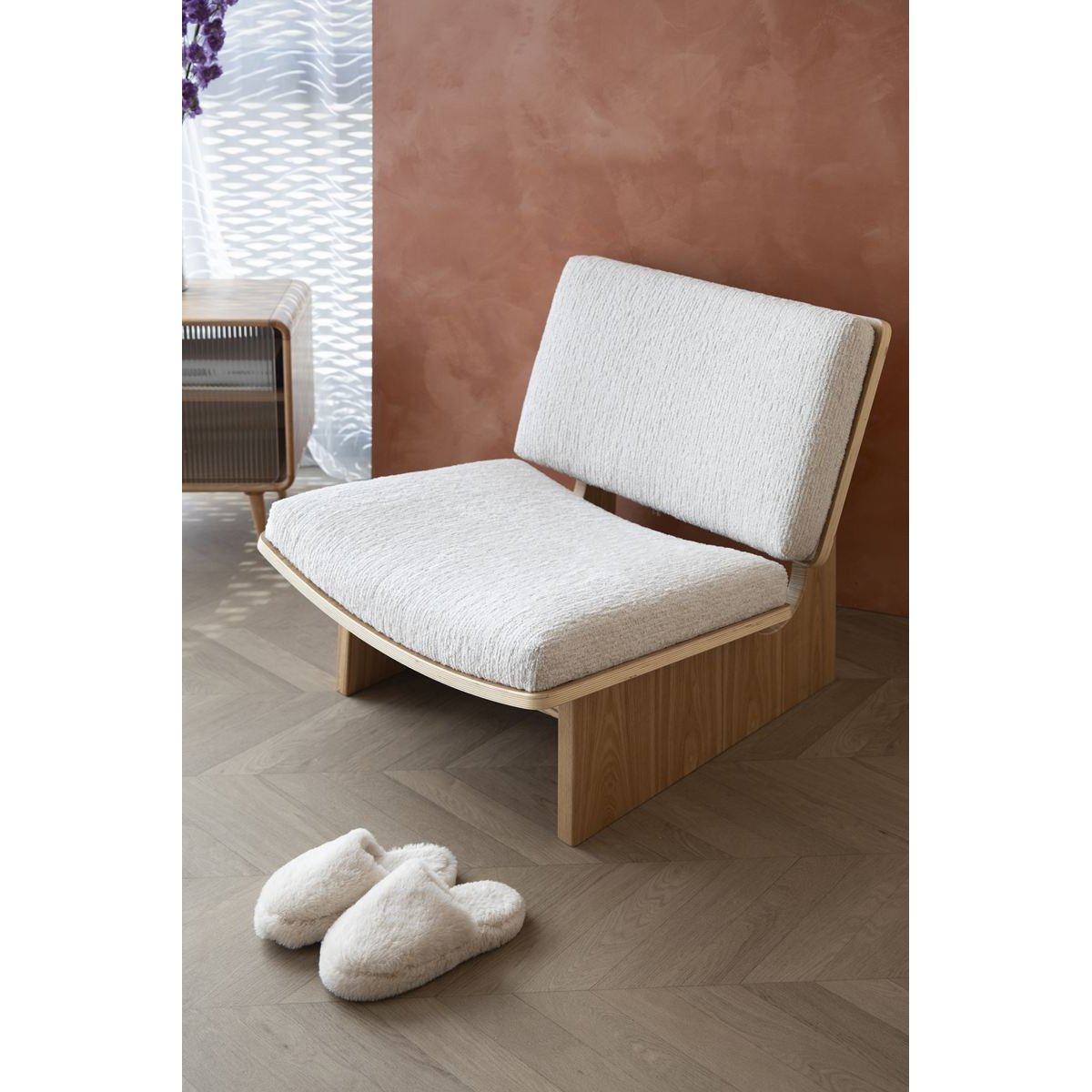 Fauteuil design en tissu, bohème, VOLANA beige, ZUIVER