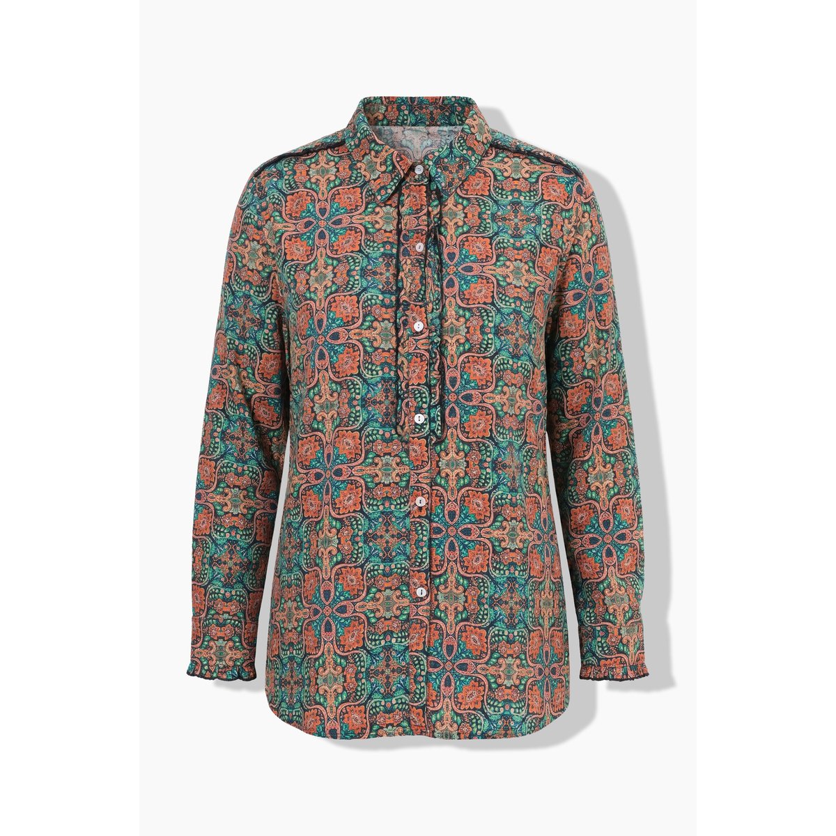 Chemisier à fleurs, col chemise noir, ULLA POPKEN