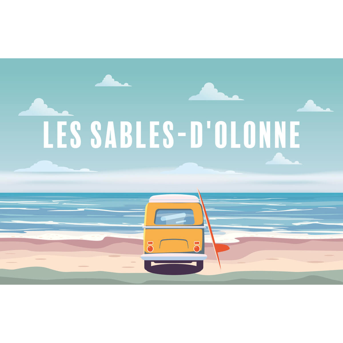 Tableau Mural Illustration Van Sable-d'olonne PLAGE tableaux sur toile-vert, CEANOTHE