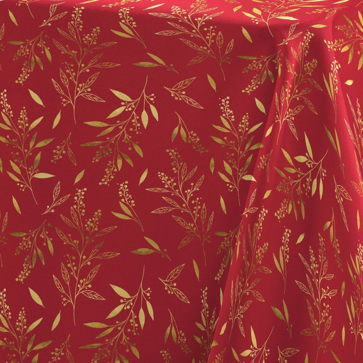 Nappe Rectangulaire 140x240 Imprimé Métallisé Rouge Et Or rouge, DECORATIE