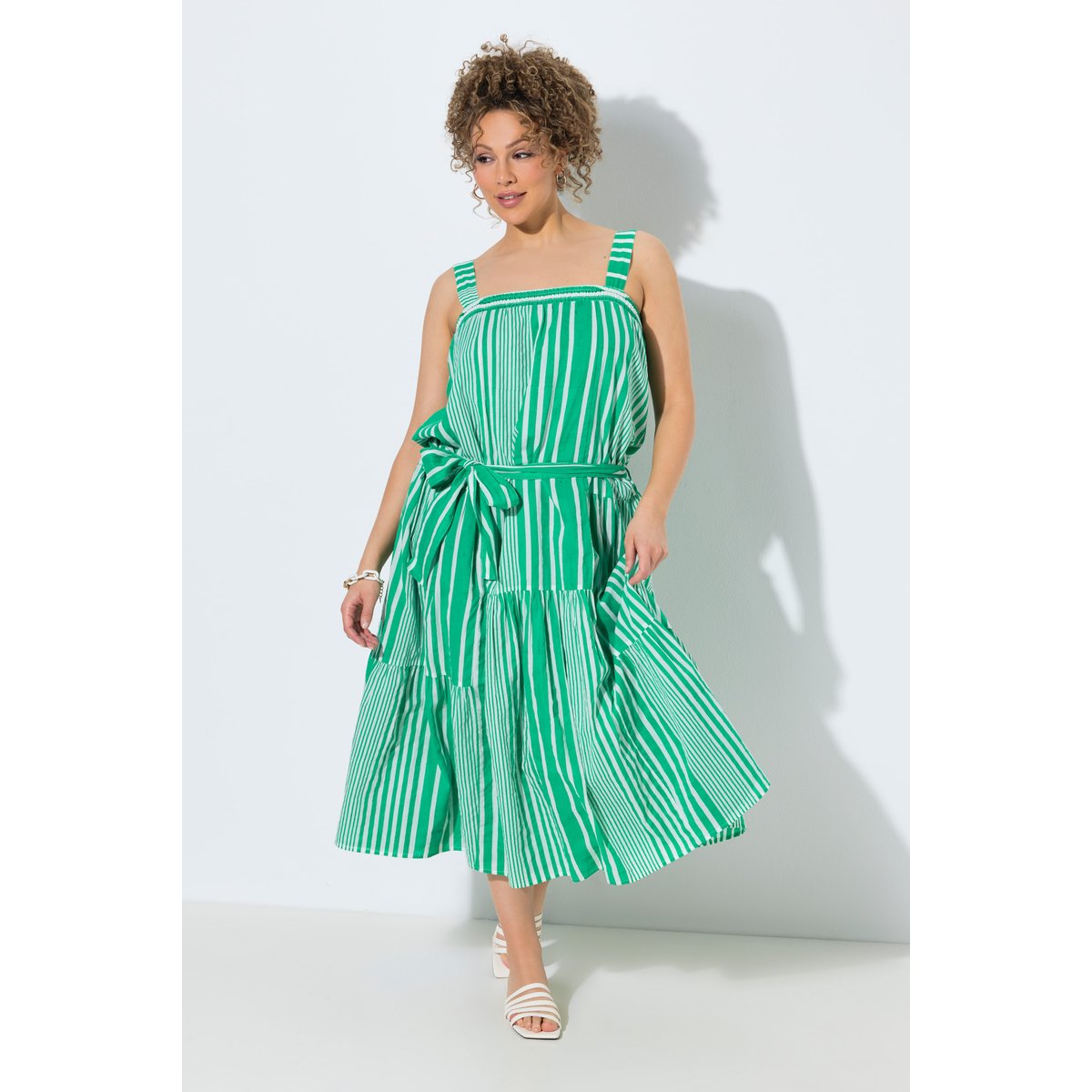 Robe maxi sans manches, motif à rayures vert gazon, ULLA POPKEN