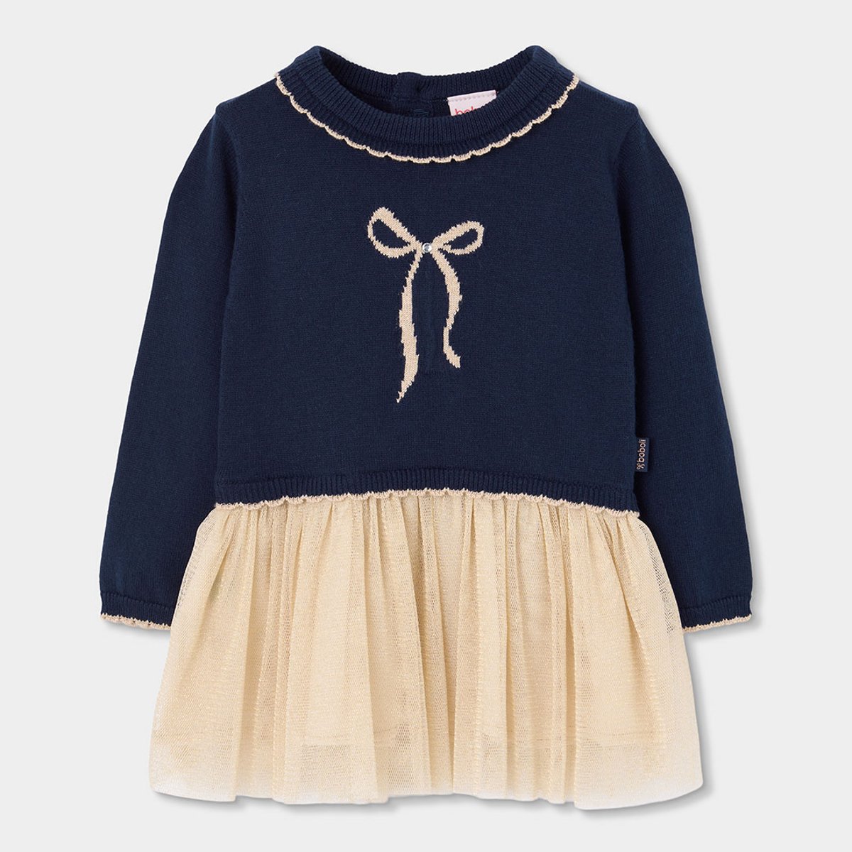 Robe fille en tulle avec noeud bleu, BOBOLI
