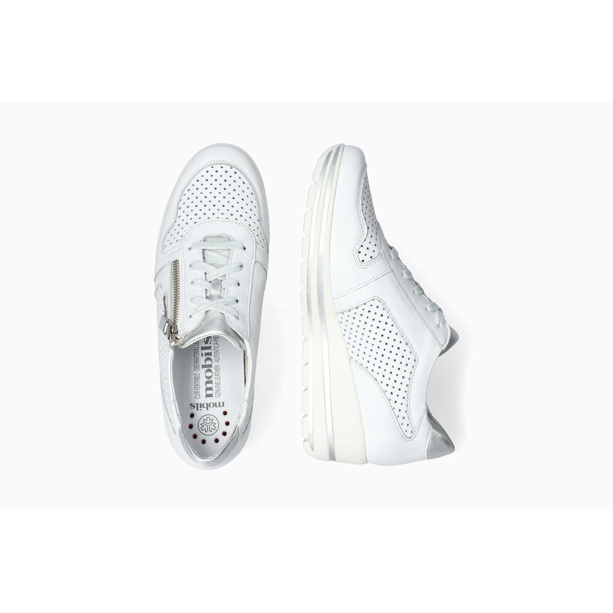 Baskets en cuir ABBY PERF blanc 5144, MEPHISTO
