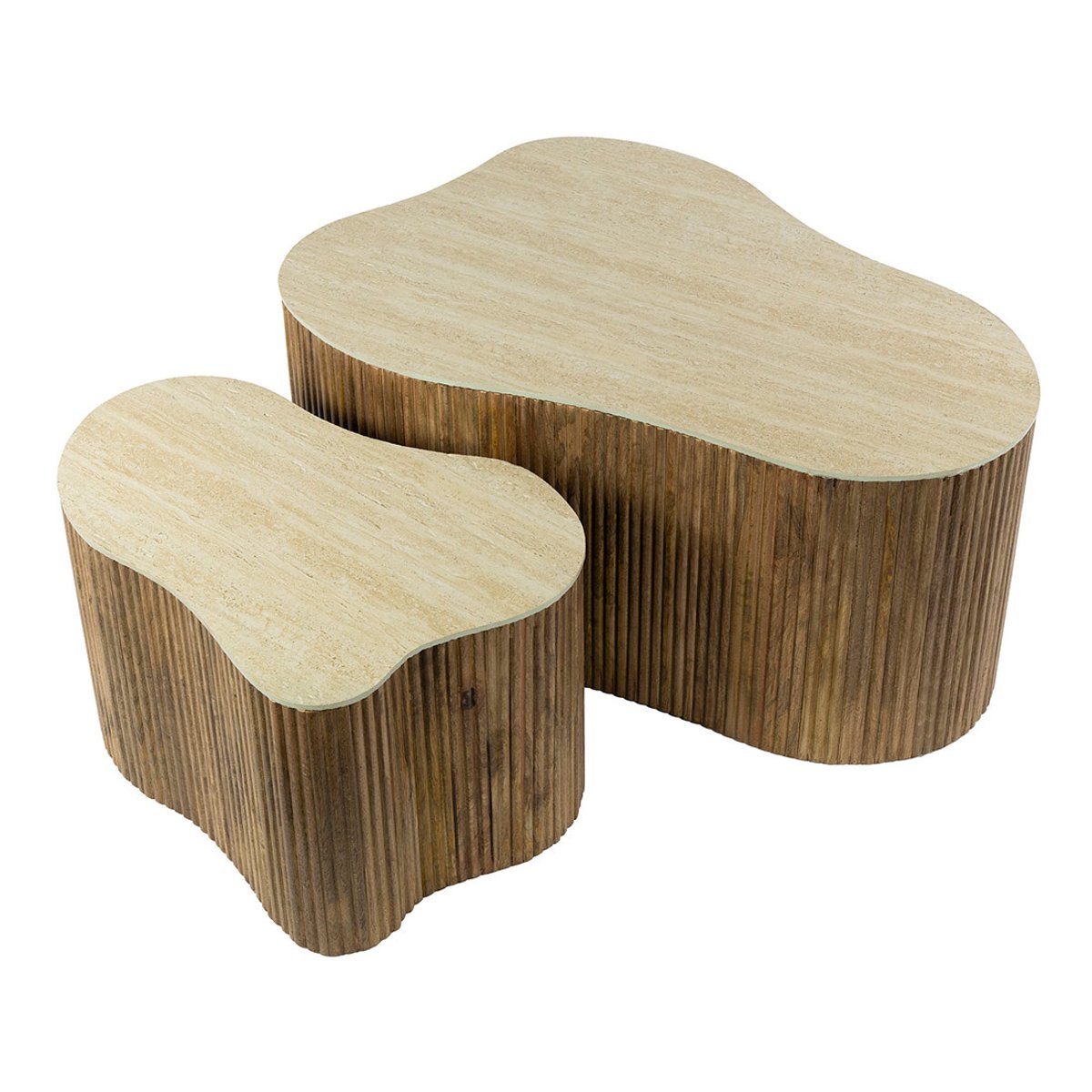 Lot de deux Tables basses - JADE bois / beige, BEST MOBILIER