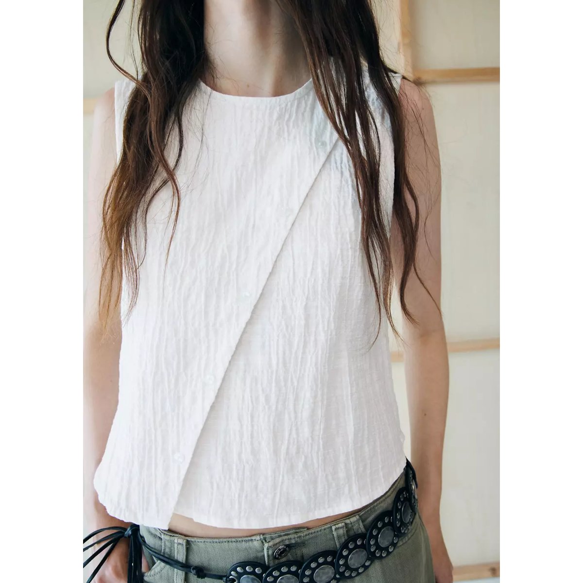 Top texture détail d’ouverture blanc cassé, MANGO TEEN