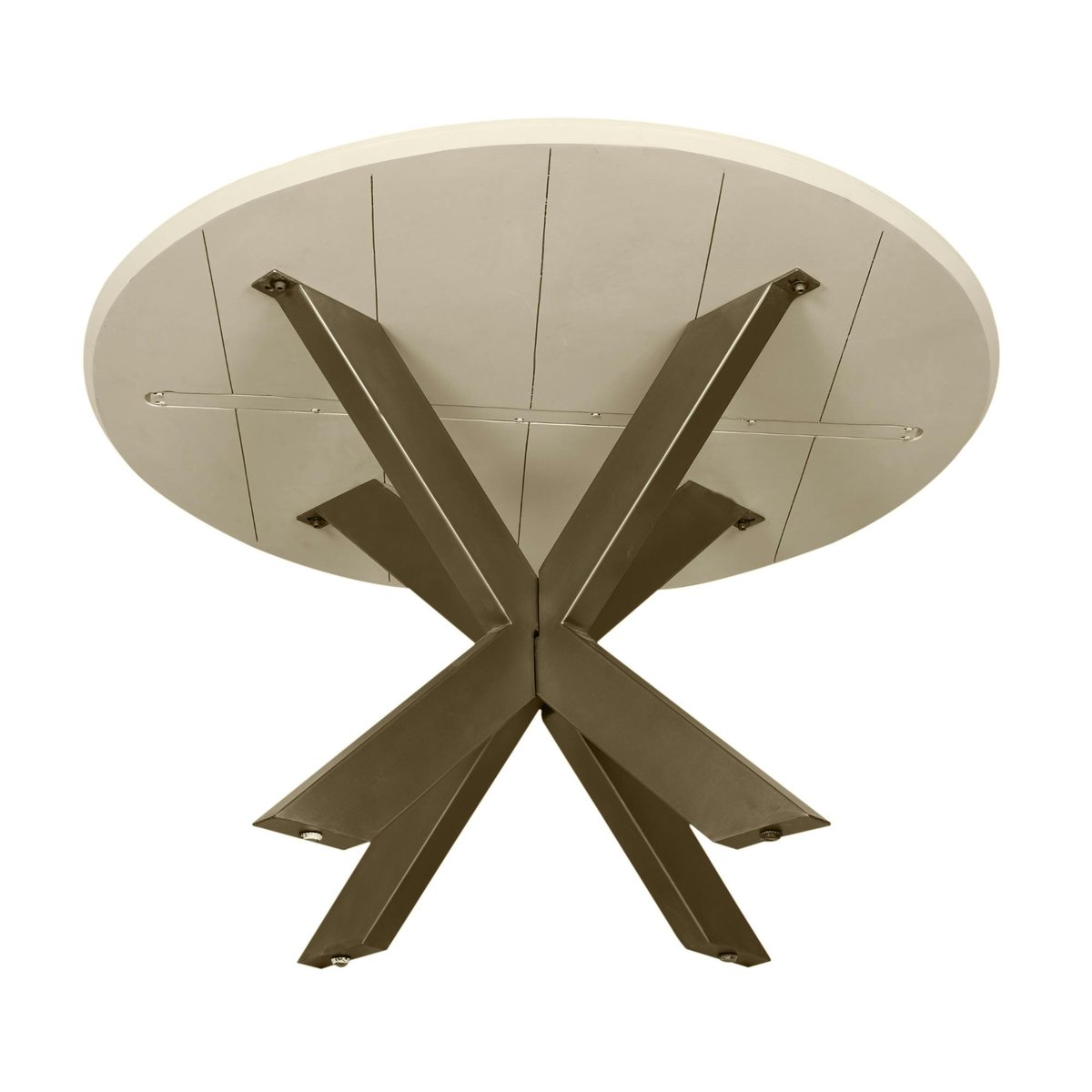 Table à manger ronde D130 cm bois/métal CORTINA beige / bronze, PIER IMPORT