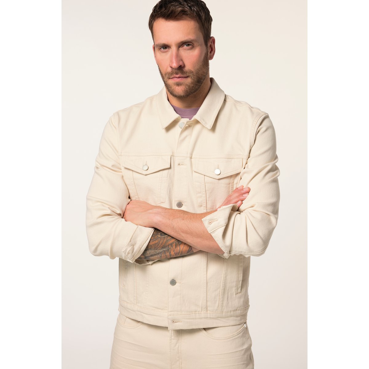 Veste en jean trucker beige clair, JP1880