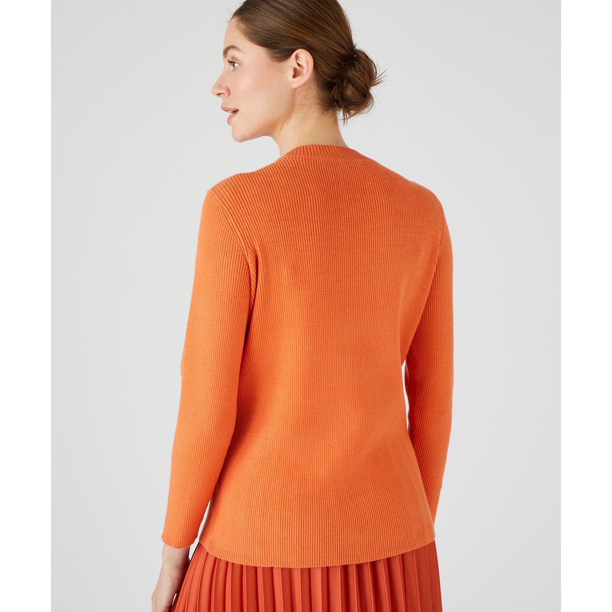Pull jeu de côtes fantaisie orange abricot, DAMART